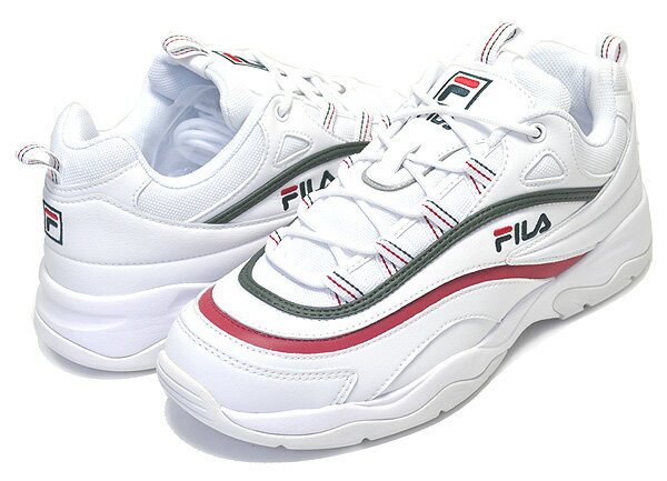 【送料無料 フィラ レイ】FILA RAY white/grn,red【メンズ レディース スニーカー ダッドシューズ ホワイト チャンキーソール DAD SHOES FOLDER フォルダー】
